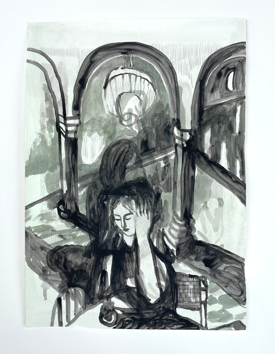 Aften med søjler og måne