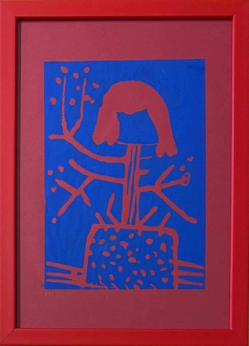 'Vinter blomst' red & blue