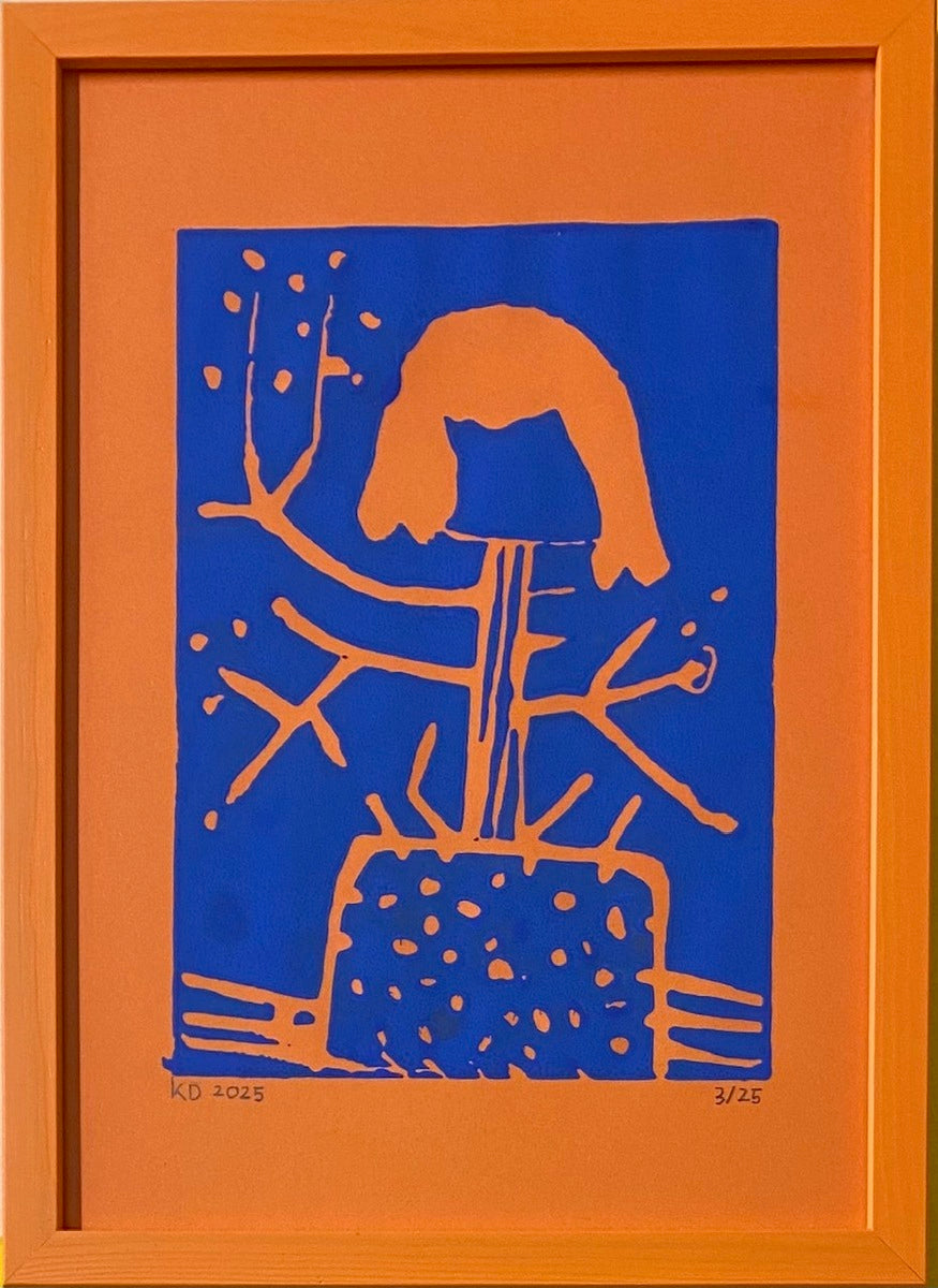 'Vinter blomst' orange & blue